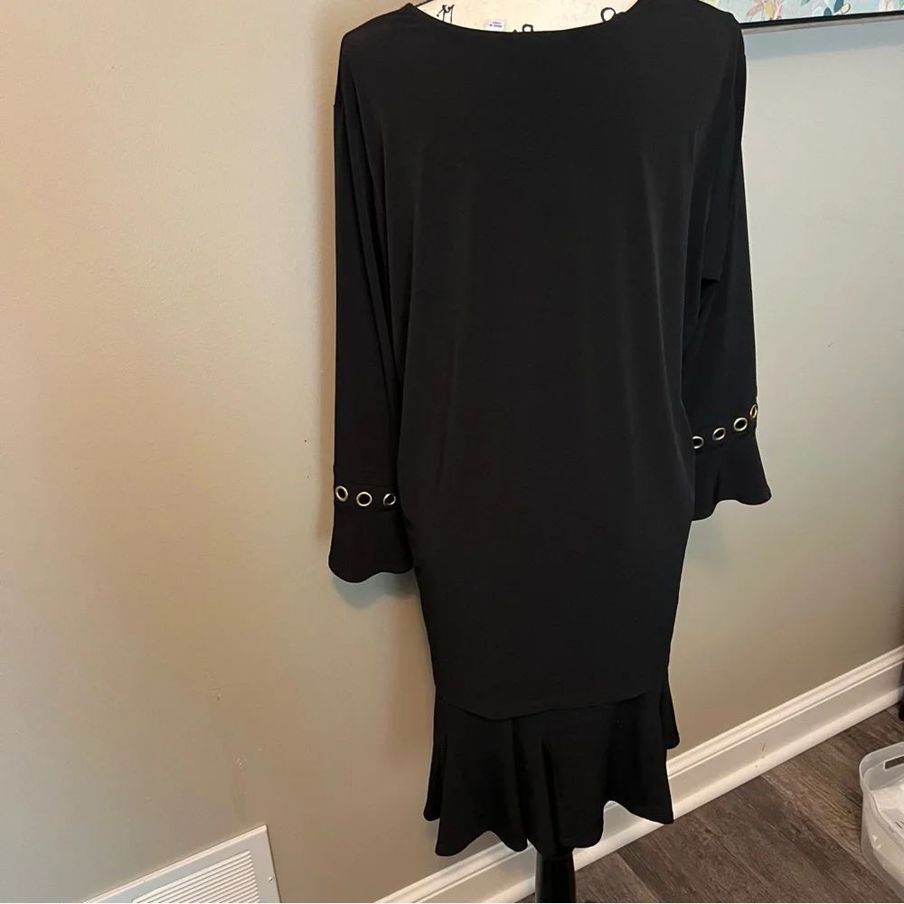 Susan Graver QVC 2 pc trumpet skirt and grommet sleeve top black jersey flowing - Picture 2 of 16